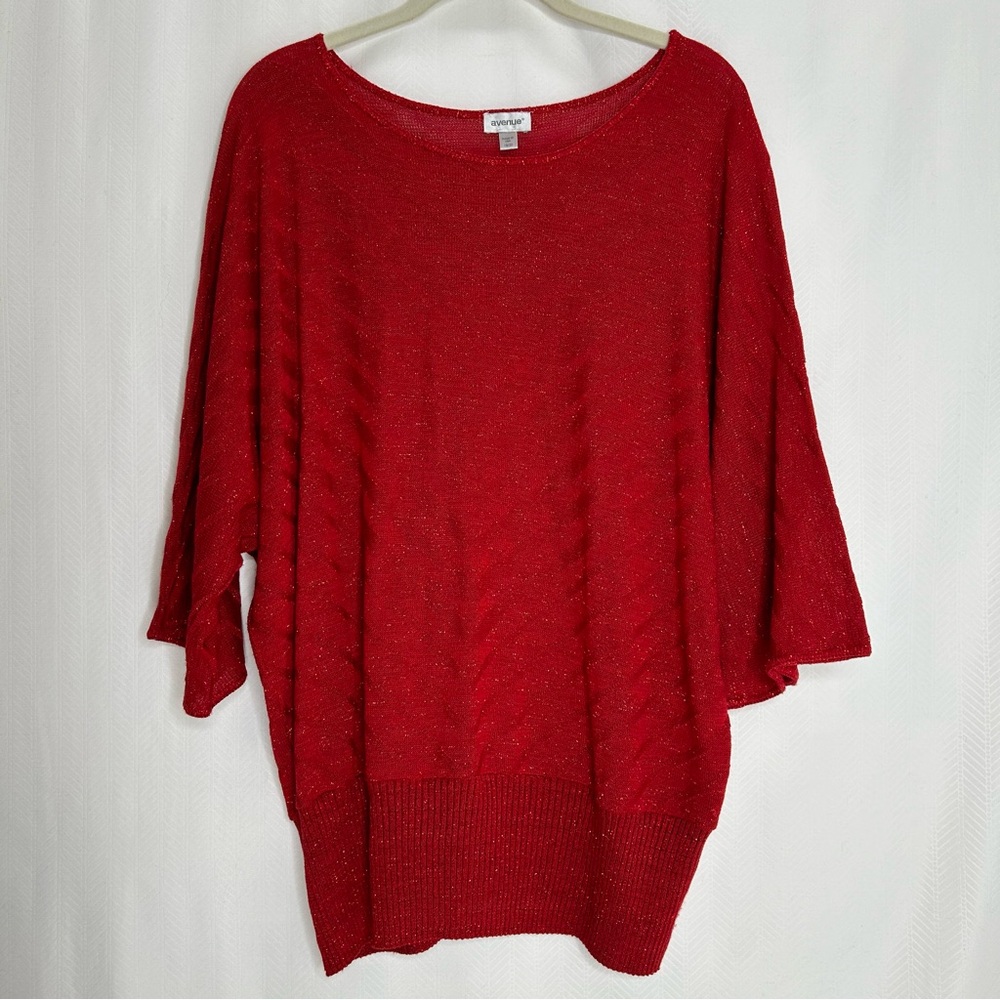 Avenue red sweater lightweight scoop neck size 20